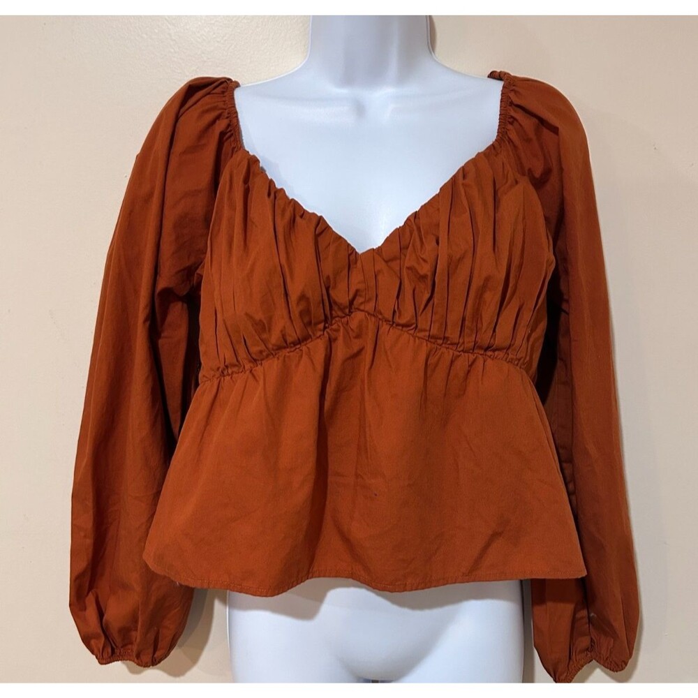 Abercrombie & Fitch Womens Babydoll Top Rust Orange Size Large